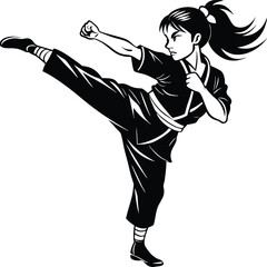 Silhouette Vector Illustration of a Girl Fitness  Workout Design