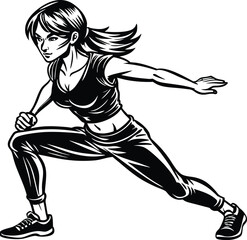 Fototapeta premium Silhouette Vector Illustration of a Girl Fitness Workout Design