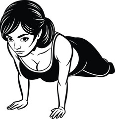 Silhouette Vector Illustration of a Girl Fitness  Workout Design
