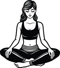 Silhouette Vector Illustration of a Girl Fitness  Workout Design