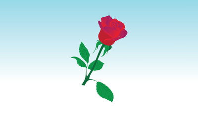 Red rose with green leaf vector image free download