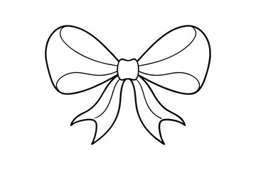 Elegant Bow Vector - Isolated White Ribbon Decoration, Minimalist Gift Wrap Design for Festive & Decorative Art