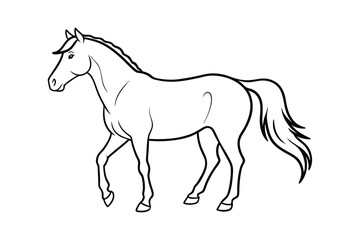 Horse Silhouette Vector - Majestic Equine Design, Minimalist Black & White Outline for Elegant Animal Art