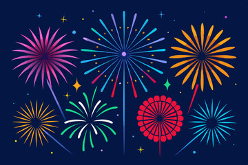 firework display colorful vector set