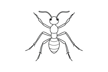 Cartoon Ant Vector - Cute Insect Character Design with Whimsical Outline, Minimalist and Playful Art