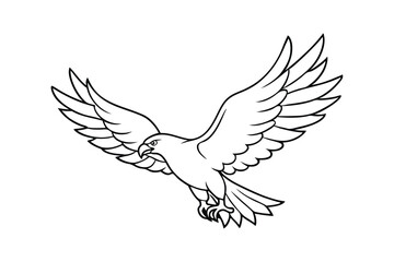 Dove of Peace Vector - Minimalist Bird Silhouette with Wings, Elegant White Outline, Symbol of Freedom & Hope