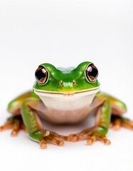Naklejka premium green colour frog with a white colour background.
