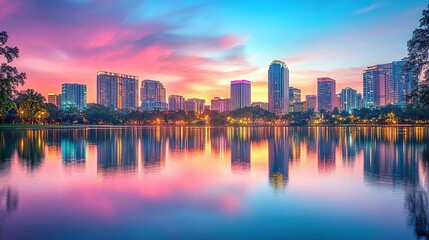 Obraz premium Orlando Skyline Reflection