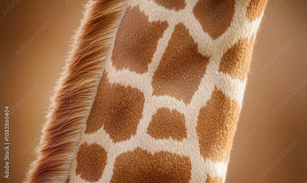 Poster close-up view of giraffe fur pattern and texture in nature