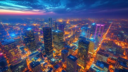 Fototapeta premium Aerial Night View of a City