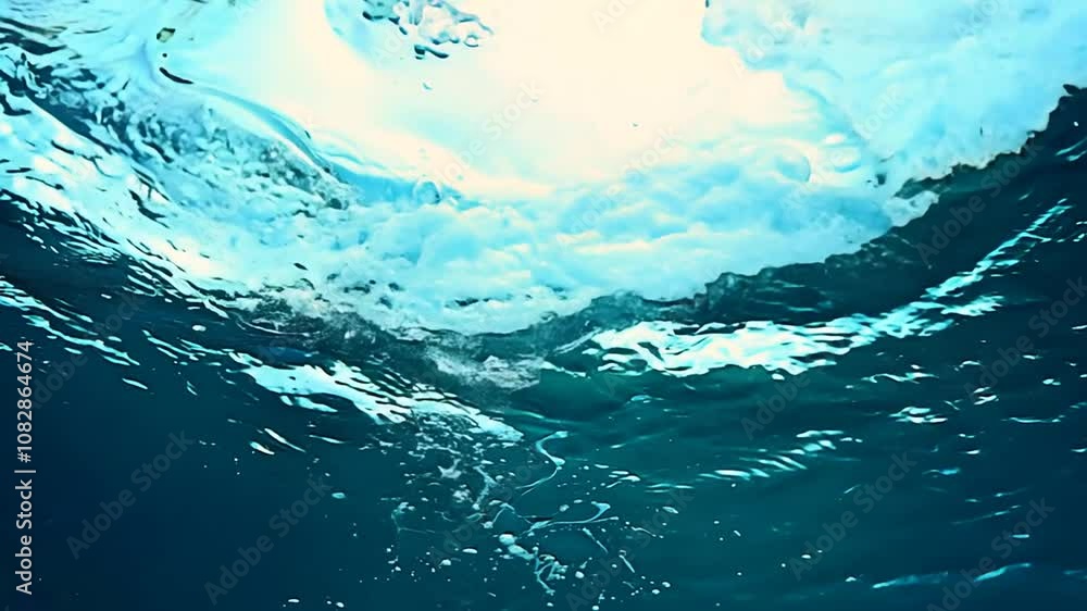 Poster close-up of disturbed ocean water surface in slow motion generative ai