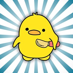 Pink and yellow Cute duck 