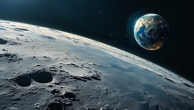  the far side of the moon overlooking Earth. 