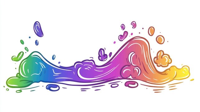 recommend clip art: Line art illustration featuring a rainbow gradient depiction of a whimsical cartoon dog poop