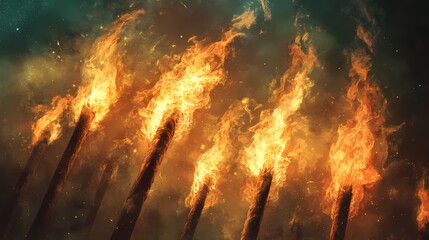 Fototapeta premium Burning sticks. Mysticism. Illustration