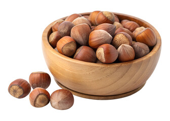 hazelnuts in a wooden bowl