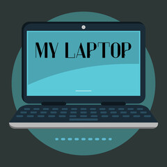 Blue Illustration Laptop  