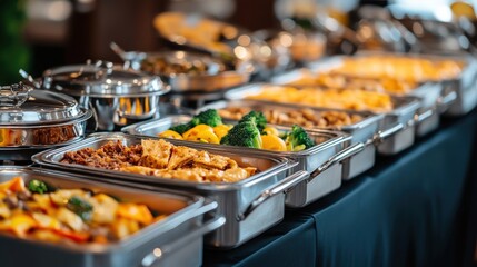 A Buffet Table Filled with Various Casseroles and Dishes