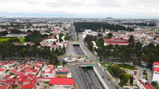 Aerial video in a traveling shot of the city of Toluca, State of Mexico.