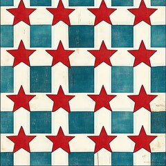 Obraz premium A Distressed Checkerboard Pattern with Red Stars