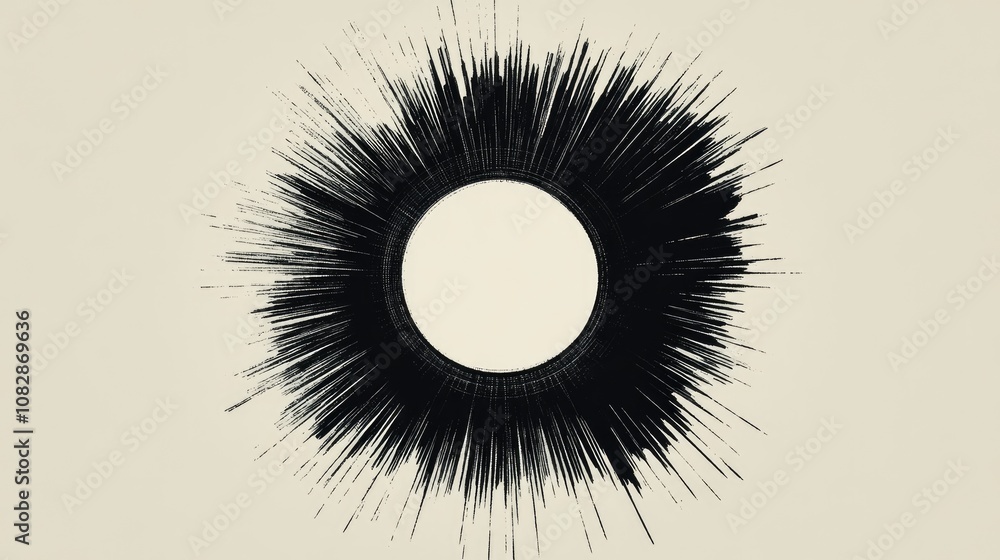 Poster abstract circular geometric element featuring radial lines showcasing a distorted radiating shape in