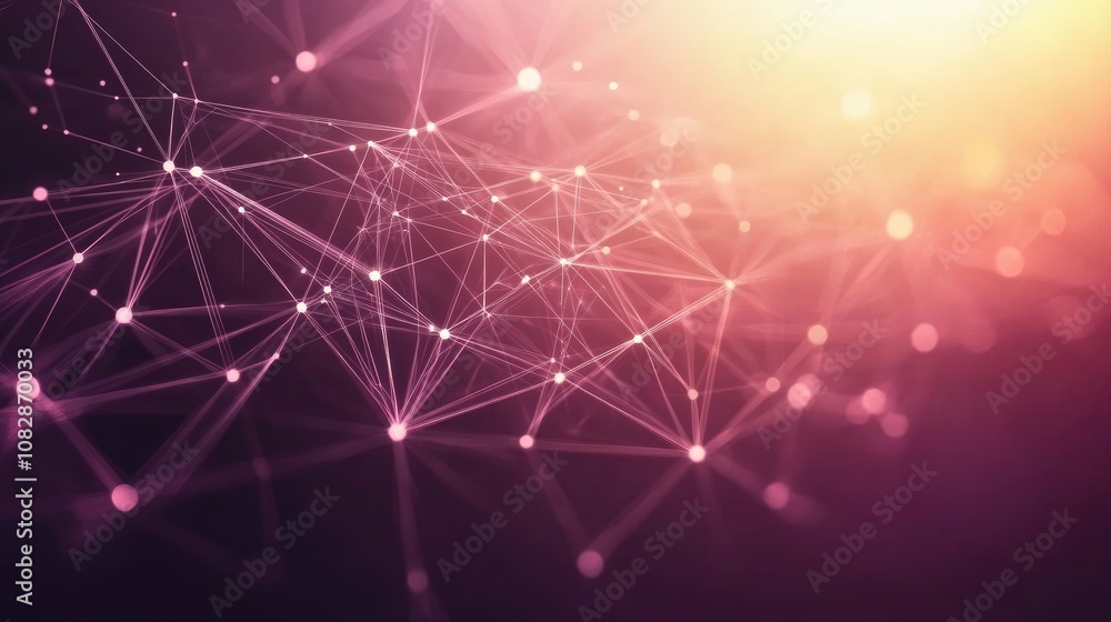 Fototapete line art illustration depicting the network connection structure of points and lines highlighting da