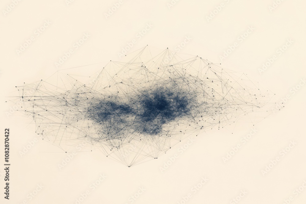 Leinwandbilder a visual depiction of a data cloud is illustrated with thin lines branching out, symbolizing connect