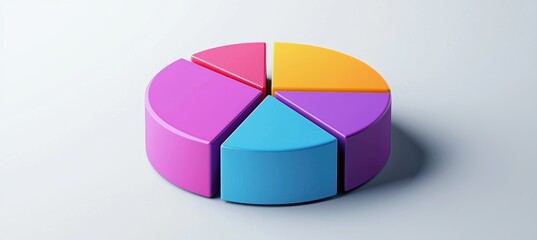 Fototapeta premium Colorful 3D Pie Chart Depicting Global Digital Marketing Budgets by Region in 2024