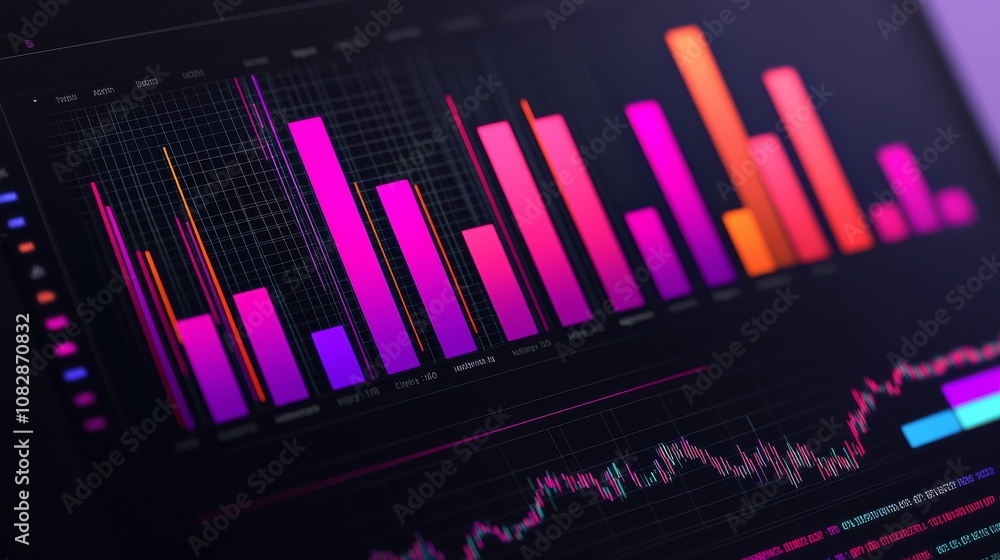 Aufkleber data visualization insights financial analysis digital charts tech environment close-up view modern 