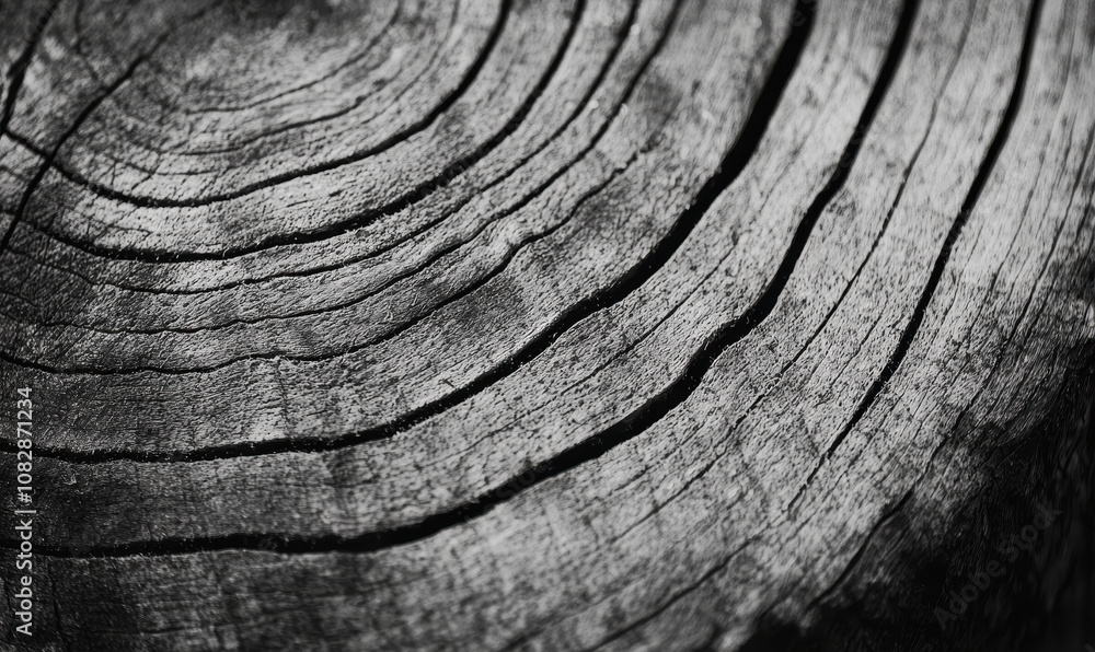 Poster exploring the intricate patterns of tree rings and wood grain in nature
