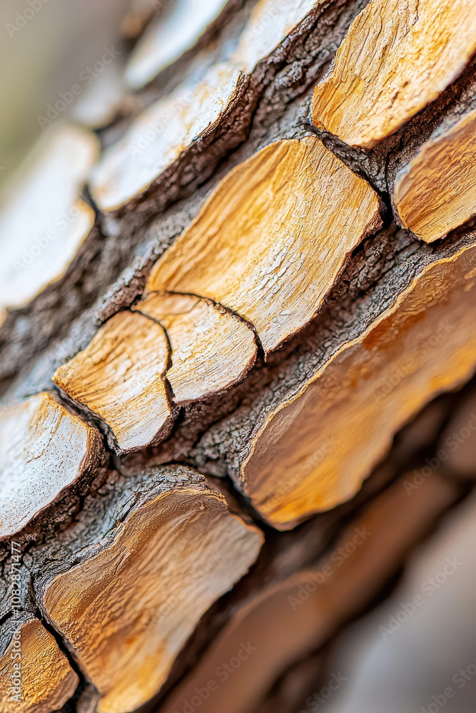 Poster close-up view of textured tree bark highlighting natural details and patterns