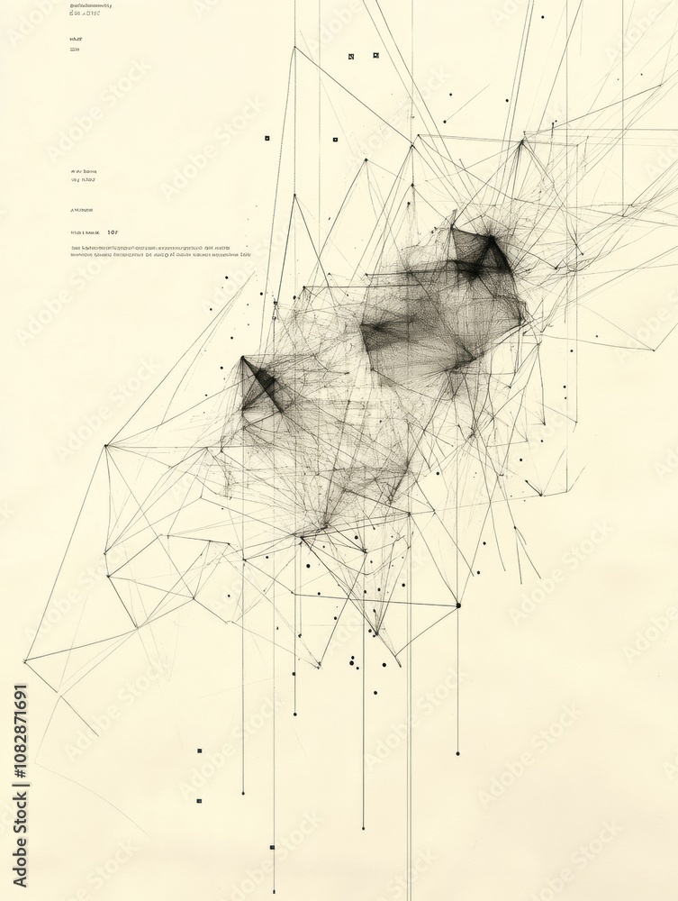 Leinwandbilder a visualization shows a data cloud with thin lines branching out, symbolizing connections and the fl