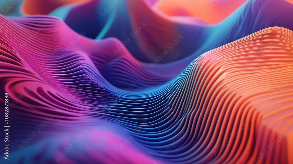 Poster abstract 3d illustration featuring colorful lines in a dynamic line art style