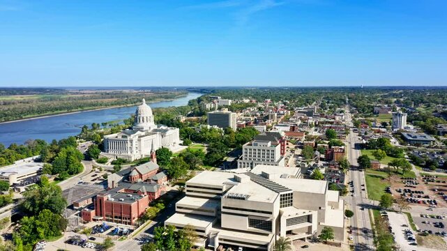 Slow rotation around Jefferson City, Missouri skyline. Jefferson City is the capital of the U.S. state of Missouri.
