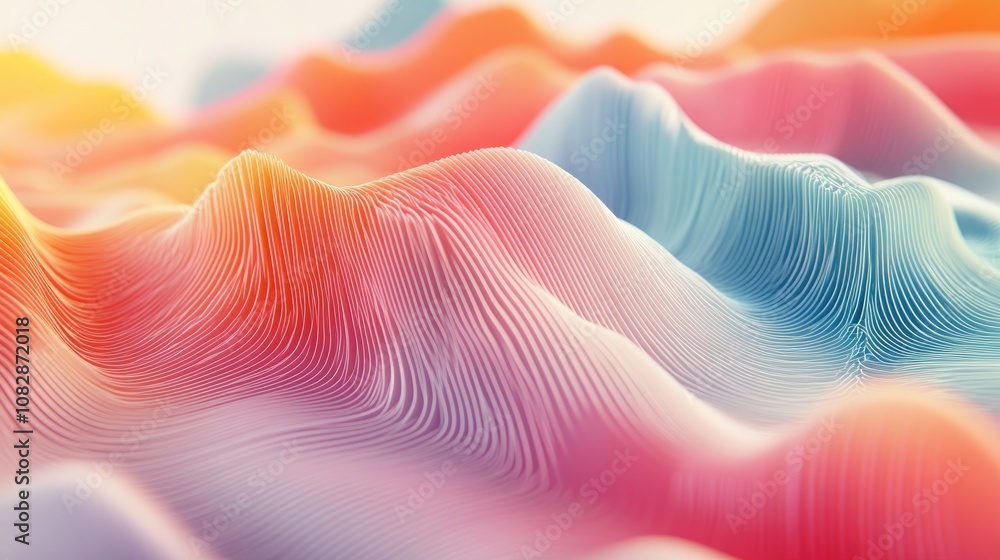 Poster abstract 3d illustration featuring colorful lines in a dynamic line art style