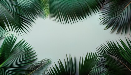 Many green leaves on a white background, frame , space for text
