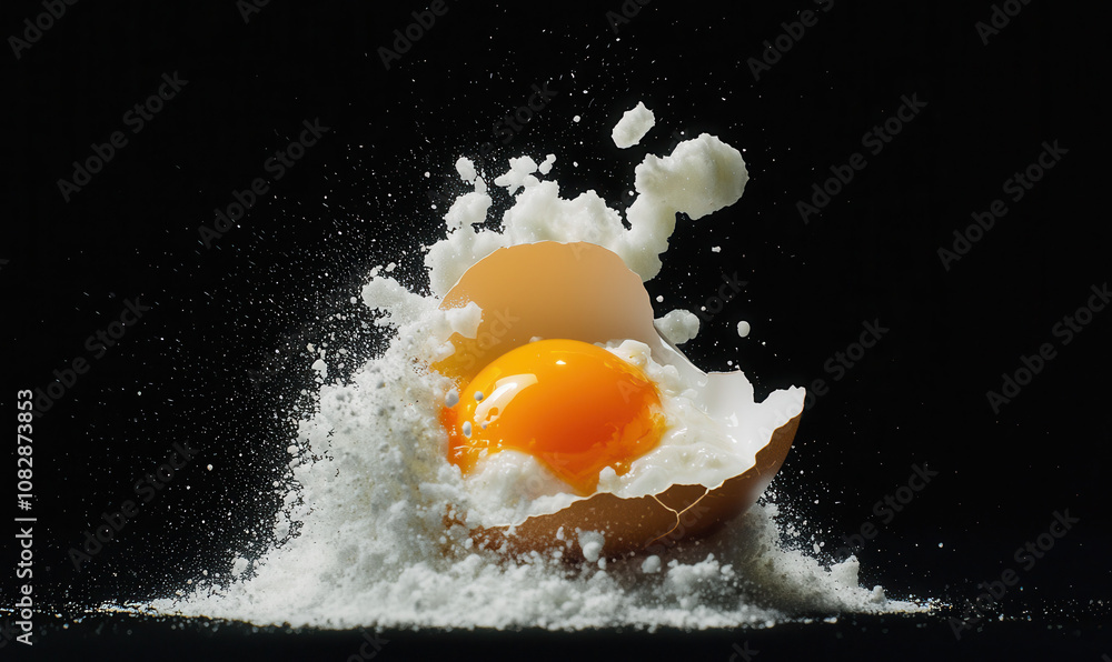 Aufkleber dynamic explosion of an egg in motion captured with stunning precision