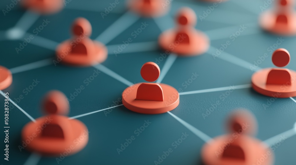Aufkleber connecting individuals in a digital network virtual space 3d render professional environment central