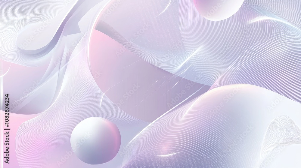 Poster abstract geometric background featuring a white and gray gradient with neon light curves and shapes 