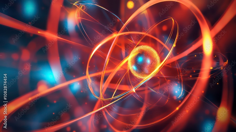 Aufkleber dealing with particles. particle physics, quantum physics abstract background