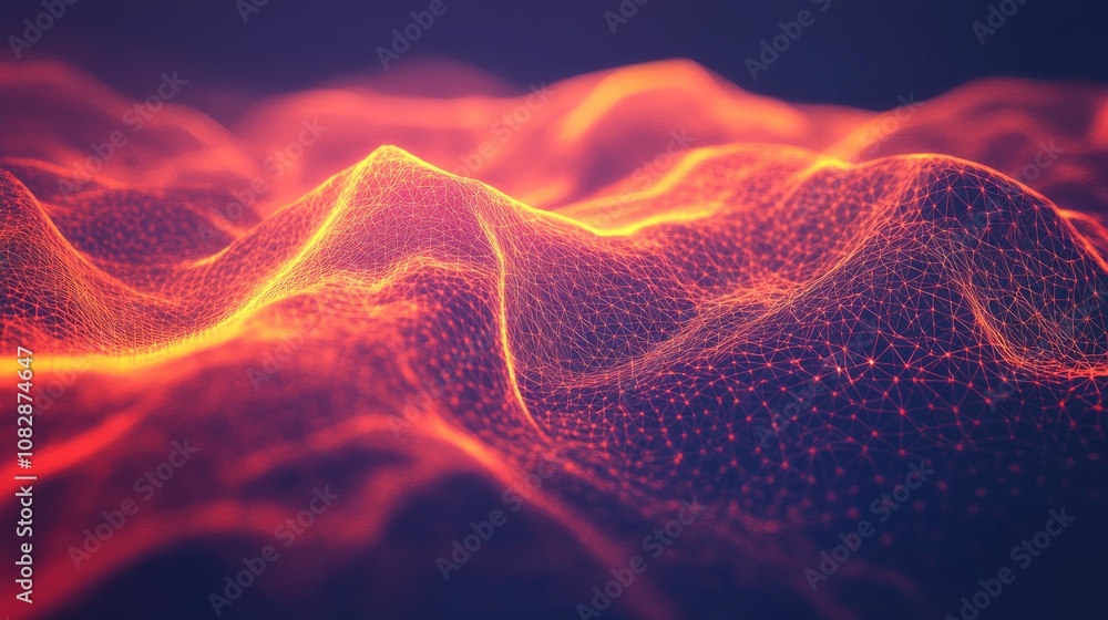 Aufkleber line art illustration depicting a digital web and global wireless network abstract 3d design featuri