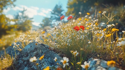 Wildflowers Blooming in the Mountain Meadow