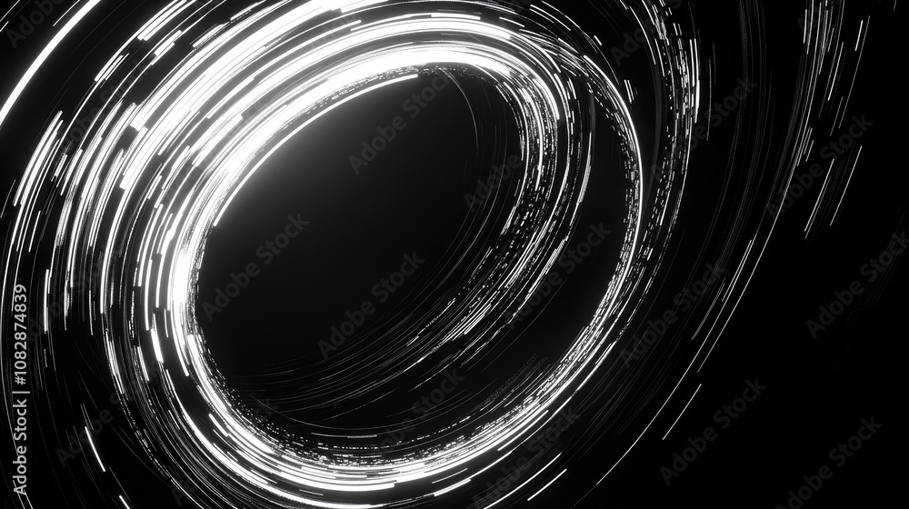 Poster line art illustration showcasing light trails created by the circular motion of multiple leds that i
