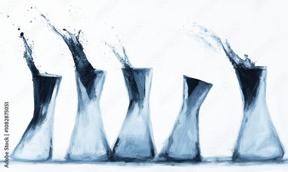 Poster dynamic splash: exploring motion and fluidity in laboratory glassware