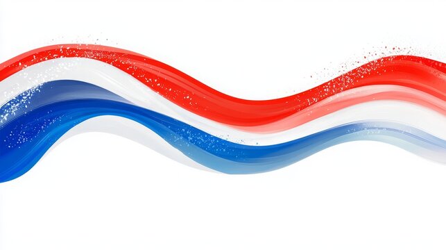 Abstract wavy background featuring vibrant red, white, and blue colors with a textured effect, ideal for creative designs, patriotic themes, and artistic projects.