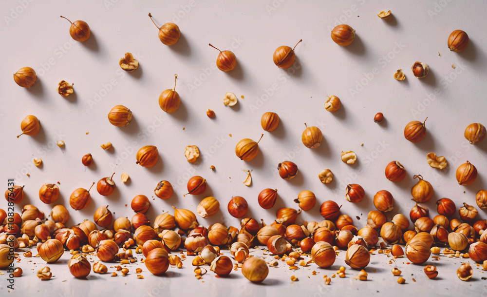 Aufkleber pile of nuts with some of them broken