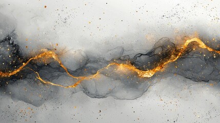 Abstract artwork featuring a flowing design of gold and black hues.