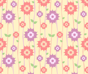 seamless floral pattern vintage background pink purple flowers
