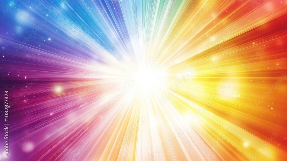 Poster colorful rays of light in a line art illustration creating an abstract burst effect in the backgroun