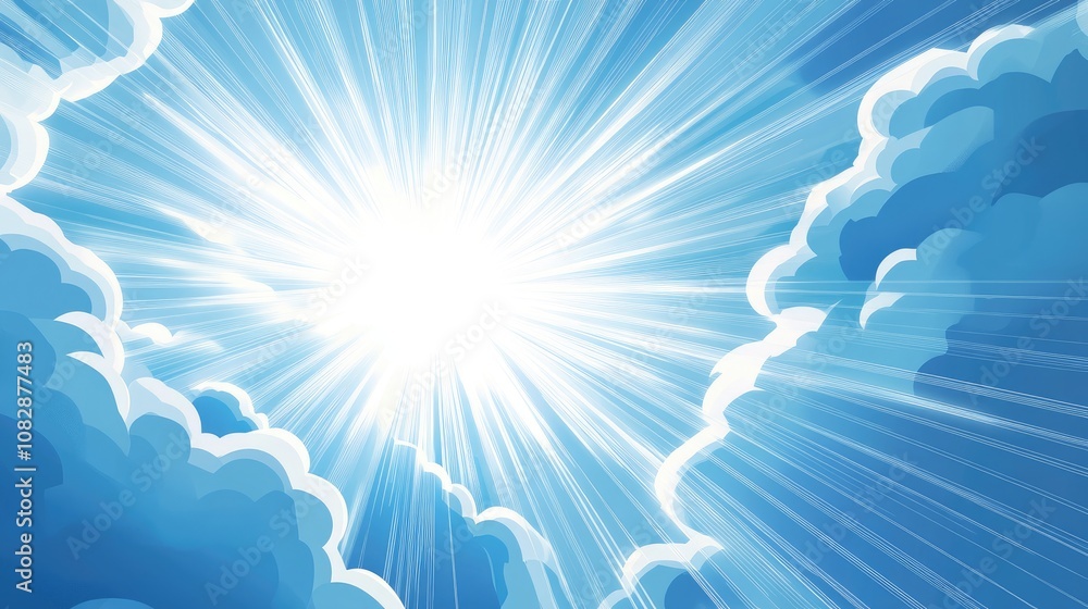 Poster abstract background featuring a light burst with an explosion of rays rendered in a graphic line art